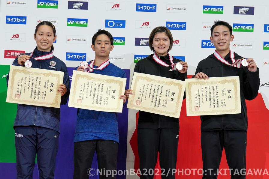 混合ダブルス：西大輝／佐藤灯(龍谷大学) 、緑川大輝(早稲田大学)／齋藤夏(ACT SAIKYO)